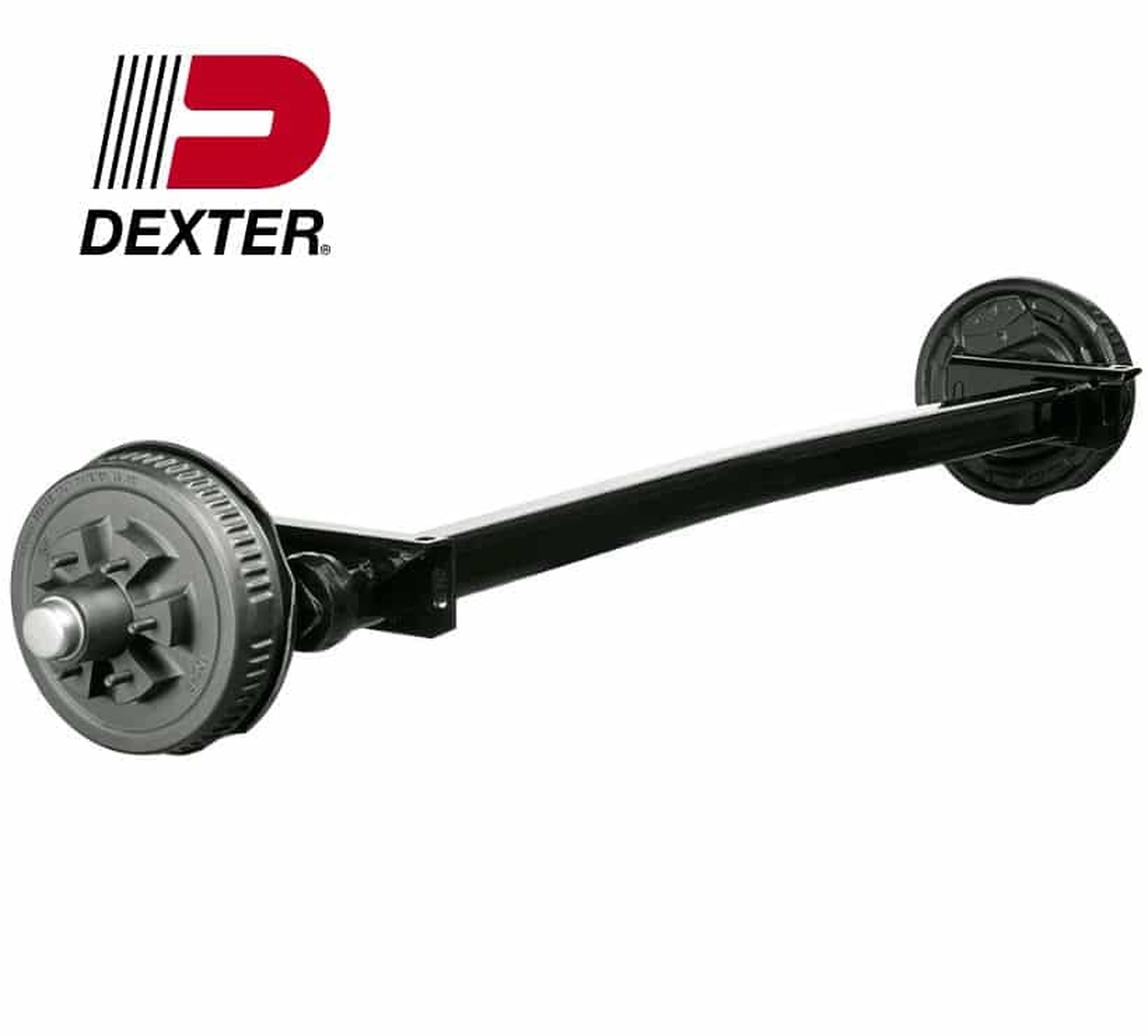 Dexter Torflex torsion axle assembly mounted beneath a Rugged aluminum trailer frame.