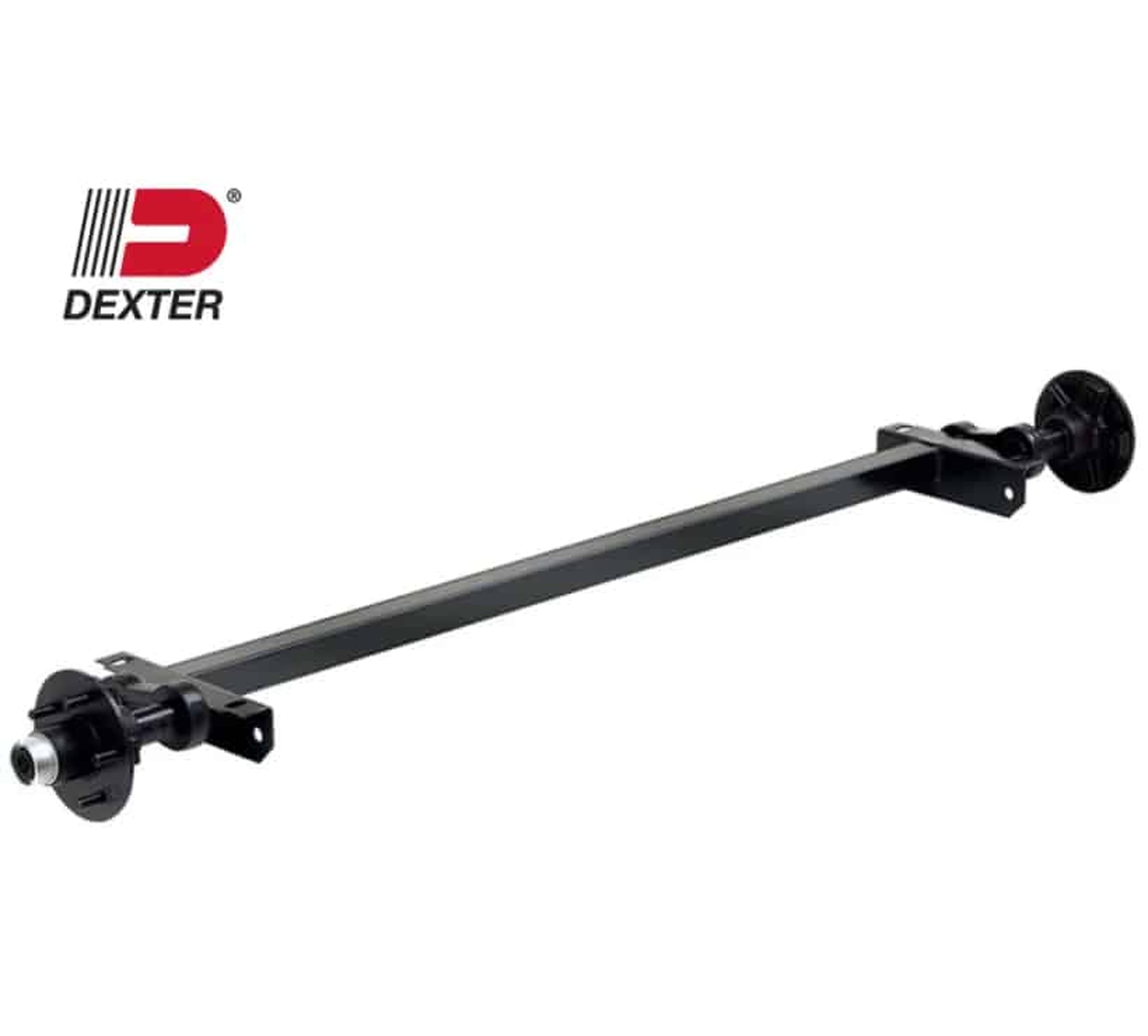 Torsion axle mounted under the aluminum frame of a Rugged trailer.