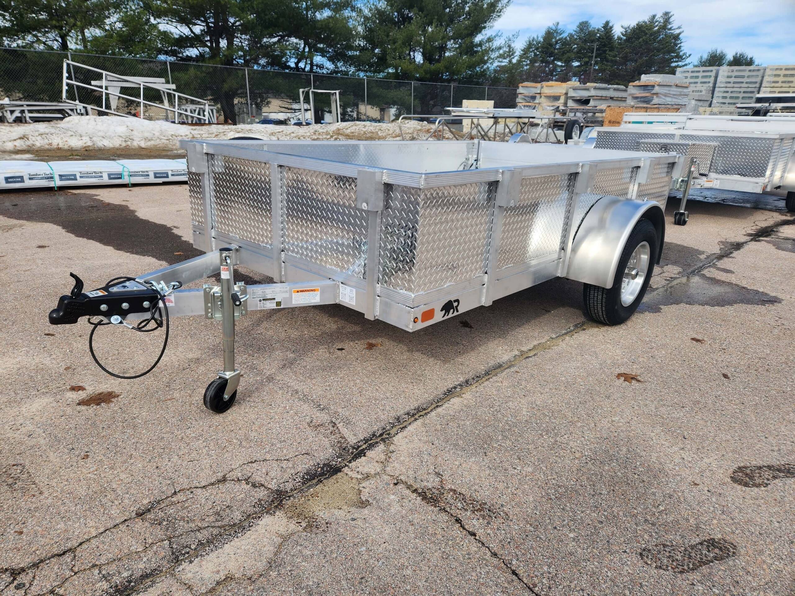 POPULAR BUILD 6.5' X 12' dual axle aluminum trailer with 21 rail and tread plate