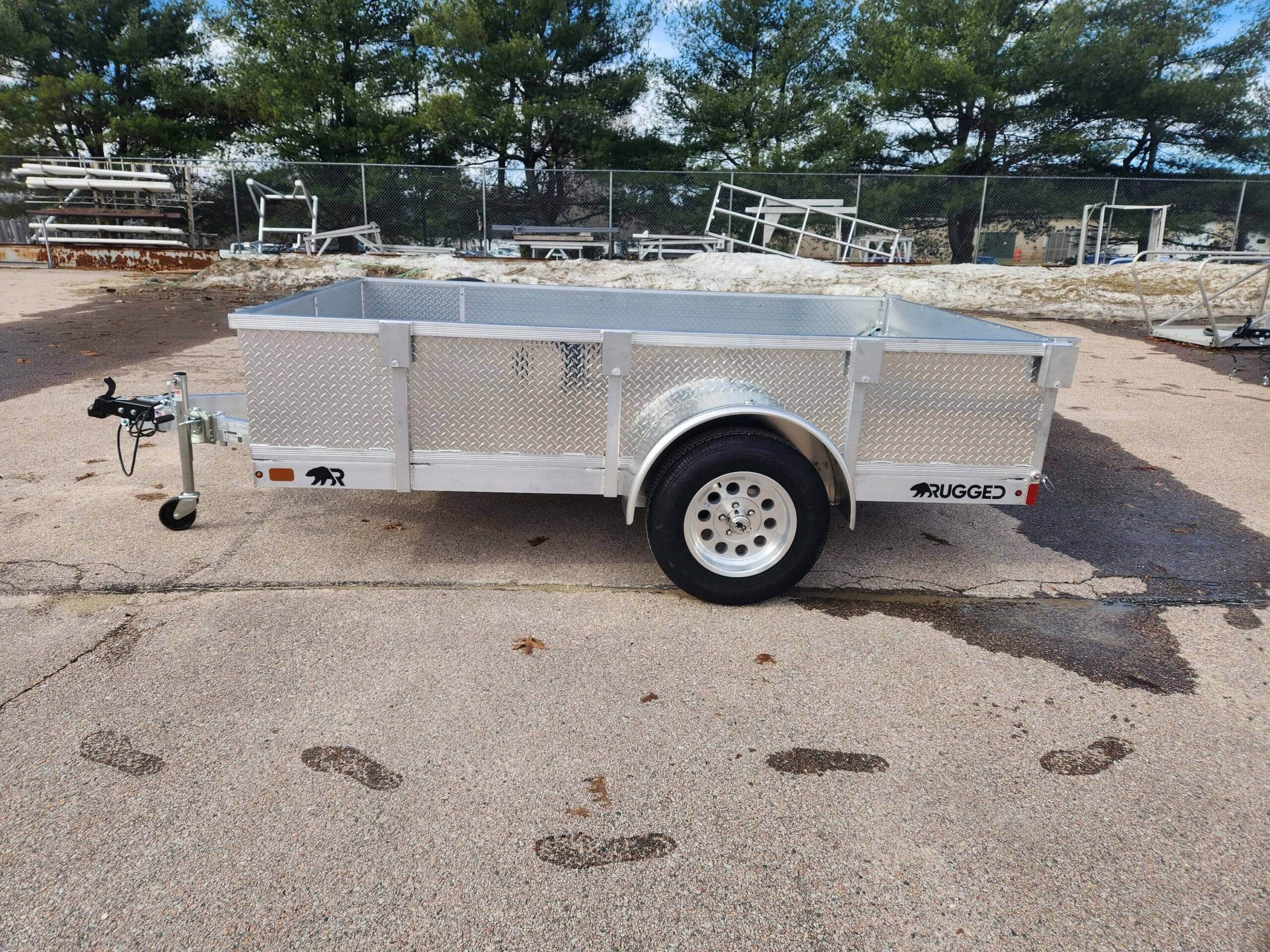 POPULAR BUILD 6.5' X 12' dual axle aluminum trailer with 21" rail and tread plate