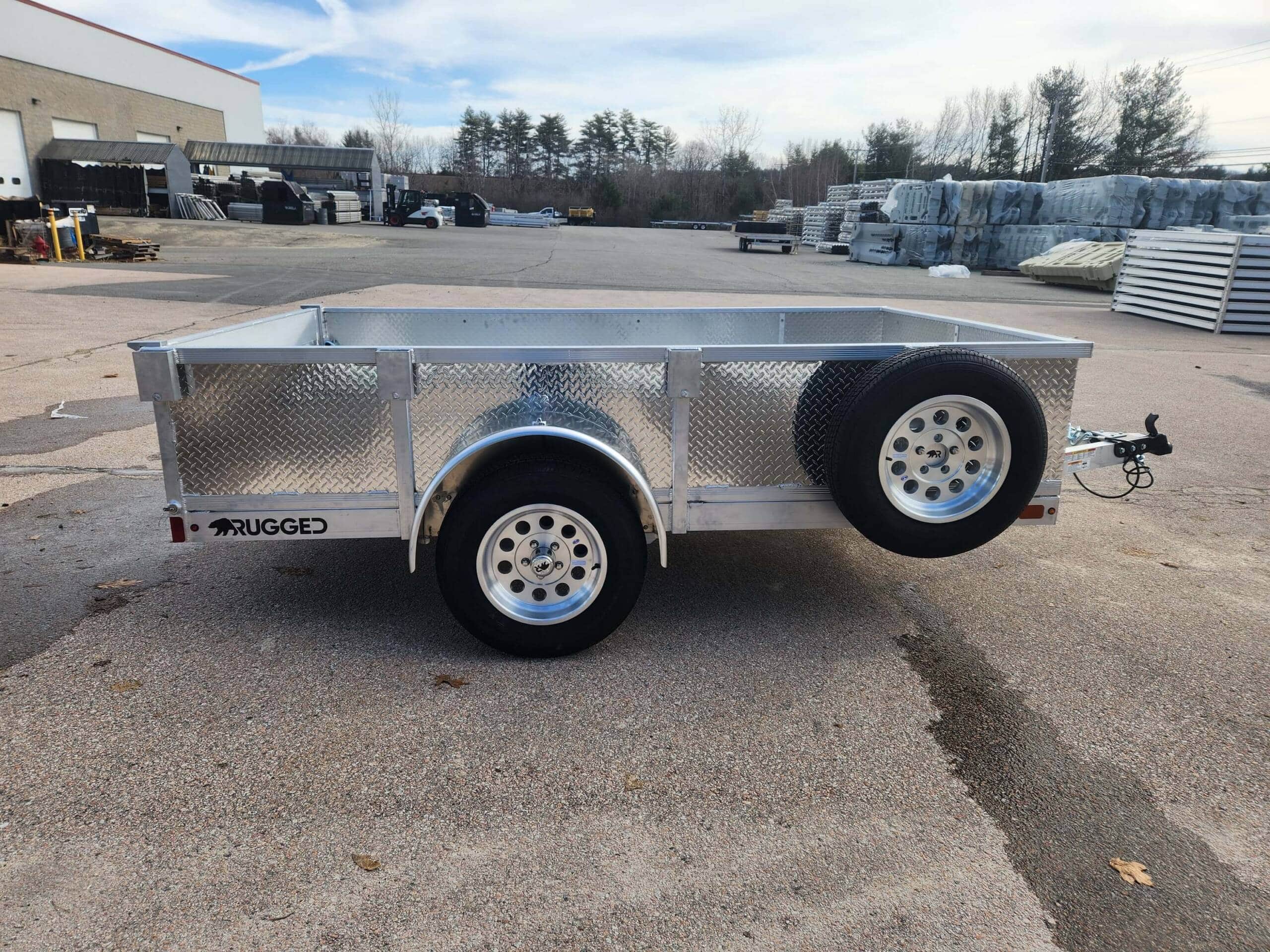 POPULAR BUILD 6.5' X 12' dual axle aluminum trailer with 21" rail and tread plate