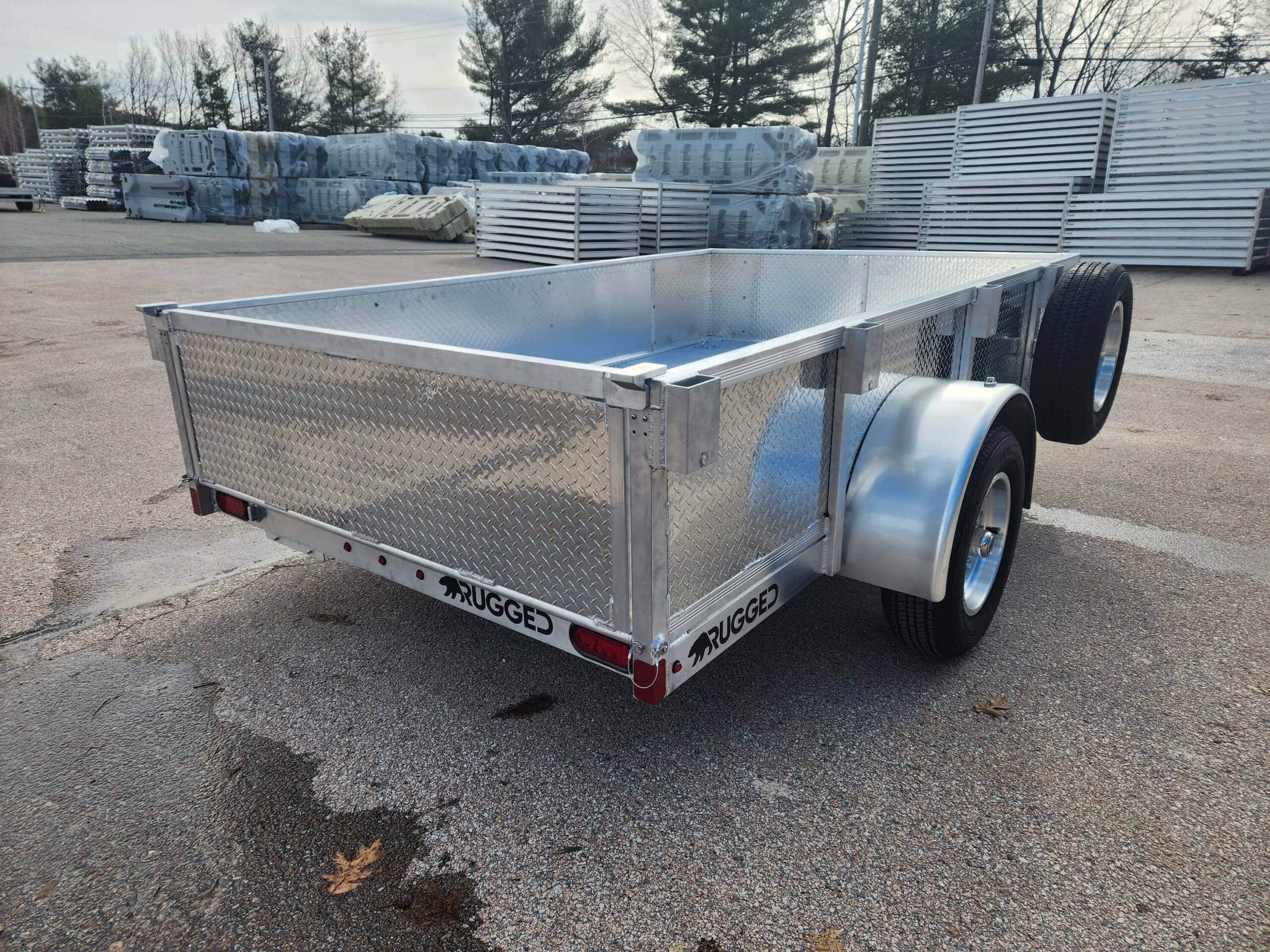 POPULAR BUILD 6.5' X 12' dual axle aluminum trailer with 21" rail and tread plate